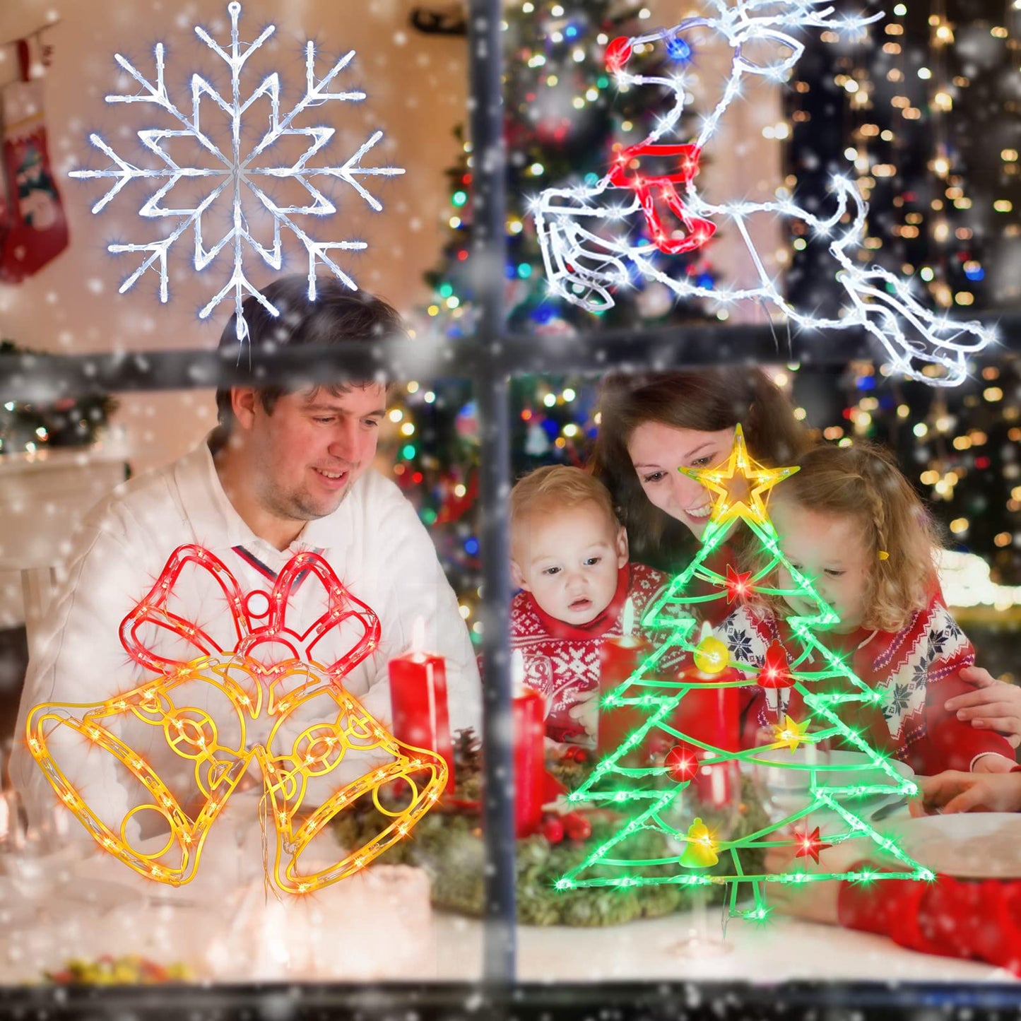 Pytopkto 16" Christmas Window Silhouette Lights Decorations