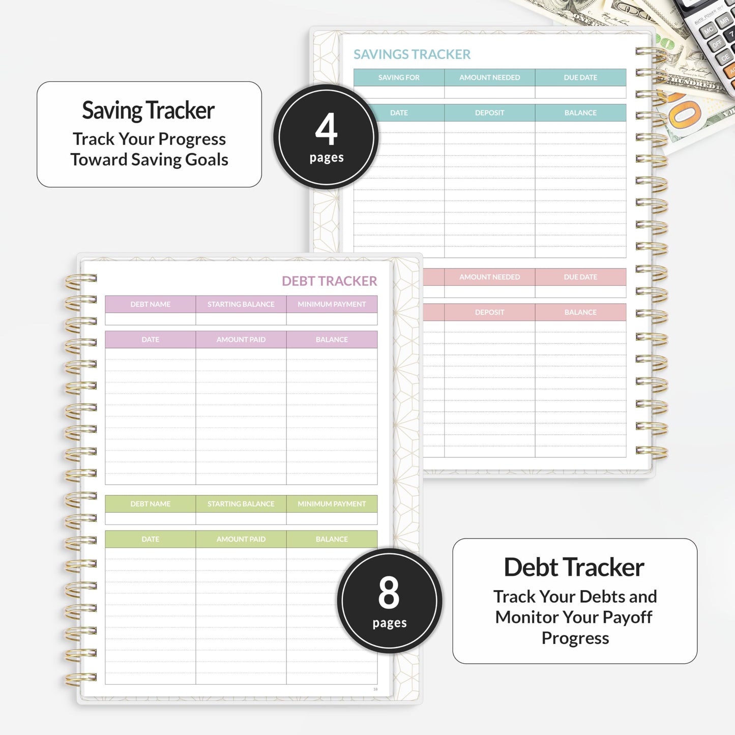 SUNEE Budget Planner - Deluxe Monthly Budget Book with 12-Pockets for Bill Organizer, Undated 12 Month Expense Tracker Notebook & Account Book B5 Size (8" x 10") to Manage Your Finance Planner, Black