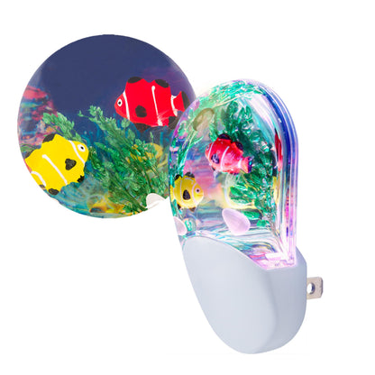 Lights By Night Tropical Aqualites LED Night, Plug-in, Color Changing, Light Sensing, Auto On/Off, for Kids, Under the sea, Fish, Bedroom, Bathroom, Playroom, 10908