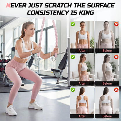 Cordless Battle Ropes for Home Gym & Apartment-Portable Ropeless Battle Ropes with 3 Adjustable Resistance Levels for Strength Training, HIIT & Full Body Exercise Includes Workout Guide & Storage Bag