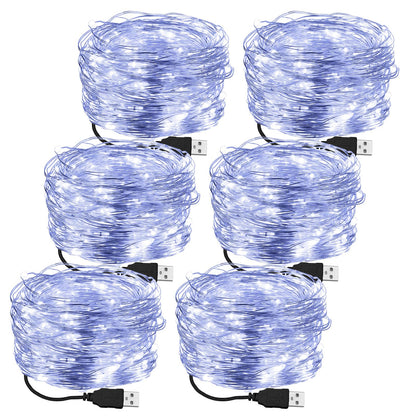 Macarrie 6 Pcs Fairy Lights USB Powered 16 ft 50 LED String Lights for Indoor Outdoor Bedroom DIY Party Wedding Home Festival Tree Garden Xmas Decoration (White)