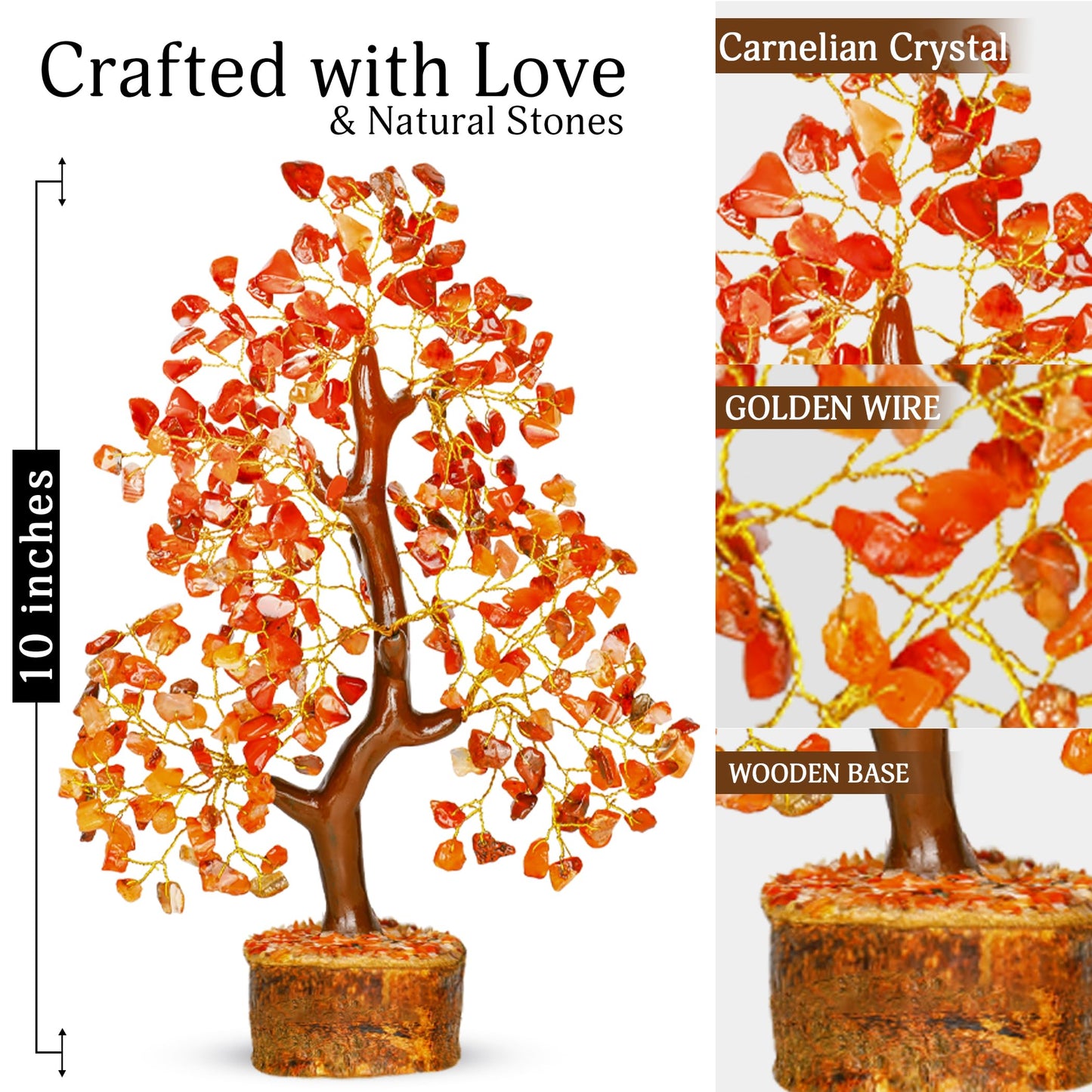 YATSKIA Carnelian Crystal Gem Tree, Stone Tree, Wealth Stones and Crystals, Crystal Tree for Positive Energy, Home Decor Gifts Money Tree Feng Shui