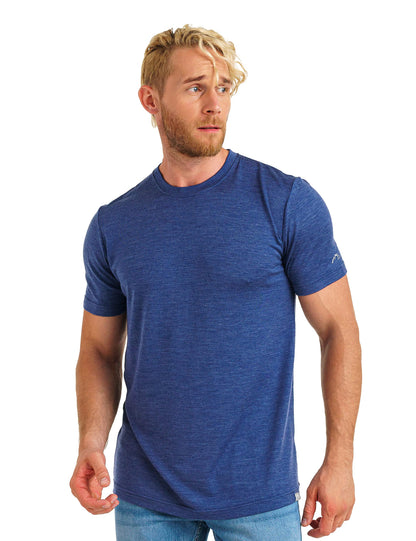 Merino.tech Merino Wool T-Shirt Mens - 100% Merino Wool Undershirt Lightweight Base Layer (Medium, Windsor Blue)