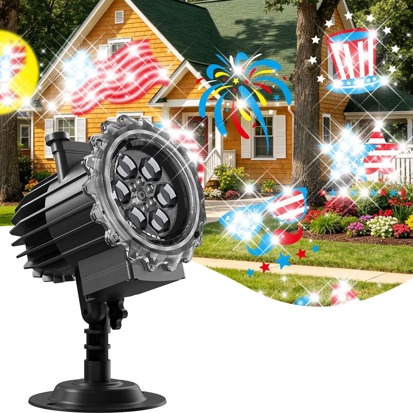 PEAKCLOUDS Independence Day Projector Lights Outdoor and Indoor Waterproof for 4th Jul, Valentine’s Day,Christmas, Halloween, Easter, Thanksgiving, New Year & Birthday