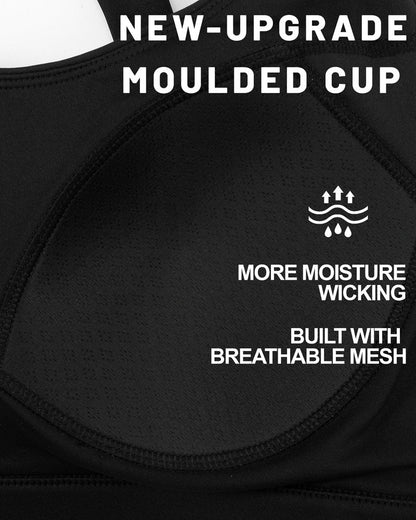 RUNNING GIRL Sports Bras for Women High Support,Molded Cup High Impact Sports Bra Racerback Workout Yoga Running Bra(WX3052 Black,M)