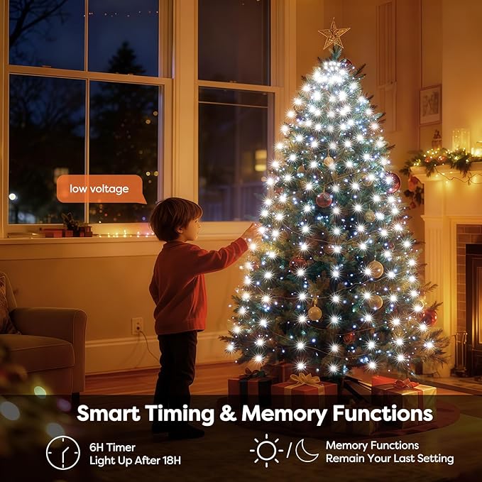 Christmas Tree Lights with Remote 280 LEDs Christmas Lights for Tree with 8 Lighting Modes, Timer and Memory Function, Indoor Outdoor String Lights for 4 ft-7 ft Xmas Tree Decorations(CoolWhite)