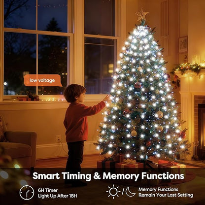Christmas Tree Lights with Remote 280 LEDs Christmas Lights for Tree with 8 Lighting Modes, Timer and Memory Function, Indoor Outdoor String Lights for 4 ft-7 ft Xmas Tree Decorations(CoolWhite)