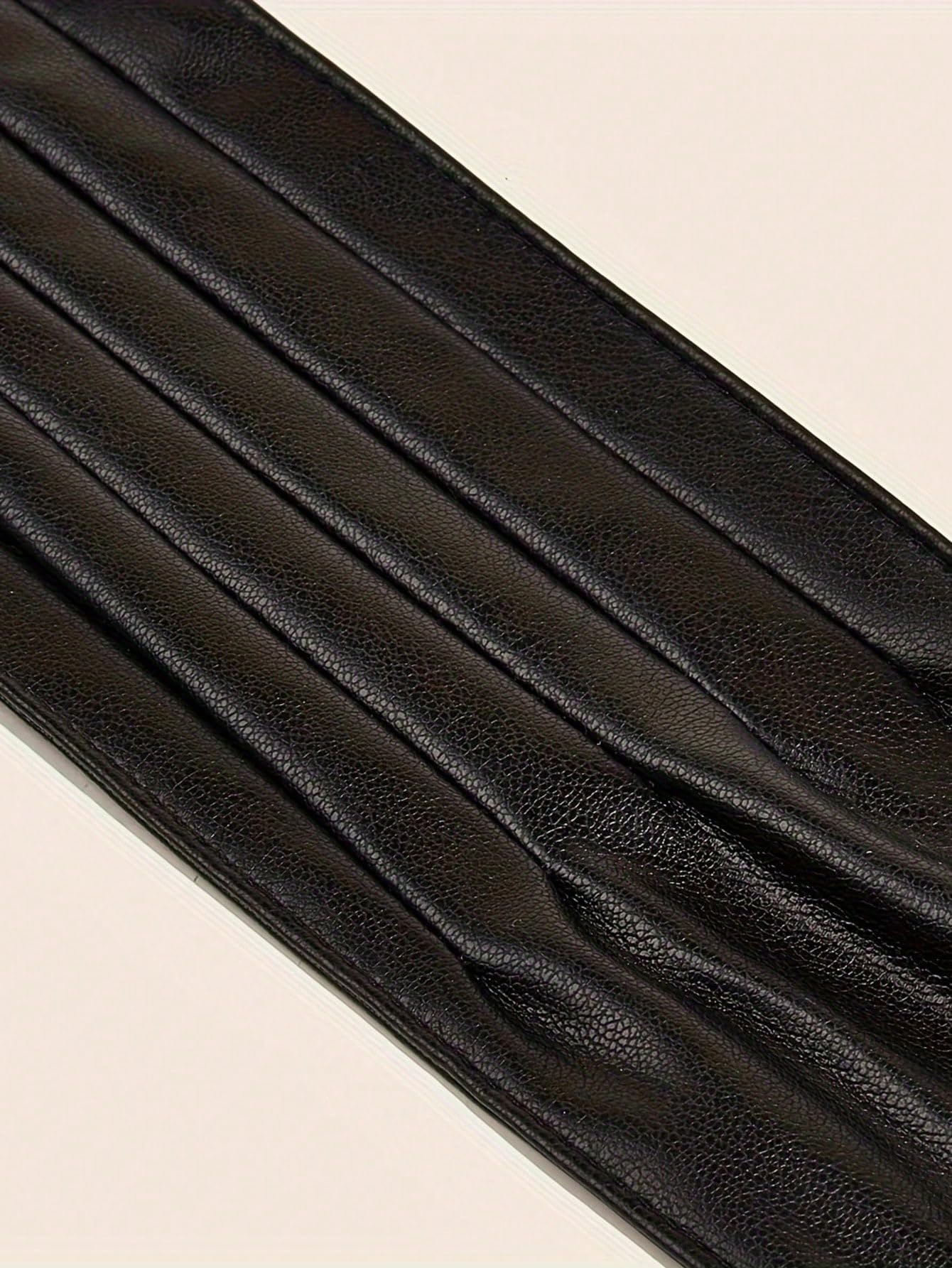 Fuimsul Women Elegant Pu Leather Obi Belt Fashion Solid Color Faux Leather Wide Waistband Tie Knotted Belt for Dress (Black)