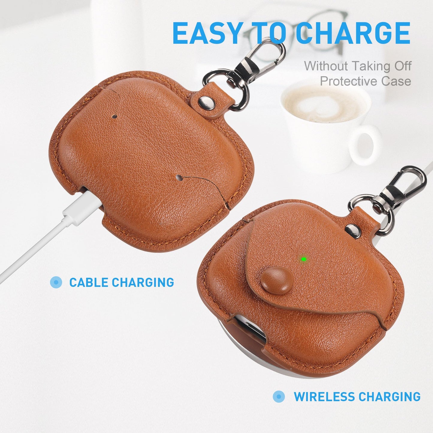 Maxjoy for AirPods Pro 3 Case Leather, Airpods Pro 3 Leather Case Cover with Keychain Compatible with Apple Airpod Pros 3rd Generation 2025 (Front LED Visible),Brown