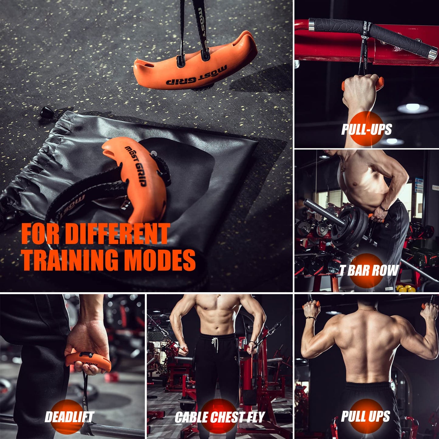 MOST GRIP Neutral Grip Pull Up Handles for Home Gym Workout, Ergonomic Pull Up Grips with Non-Slip for Pull Up Bar and T-bar Row