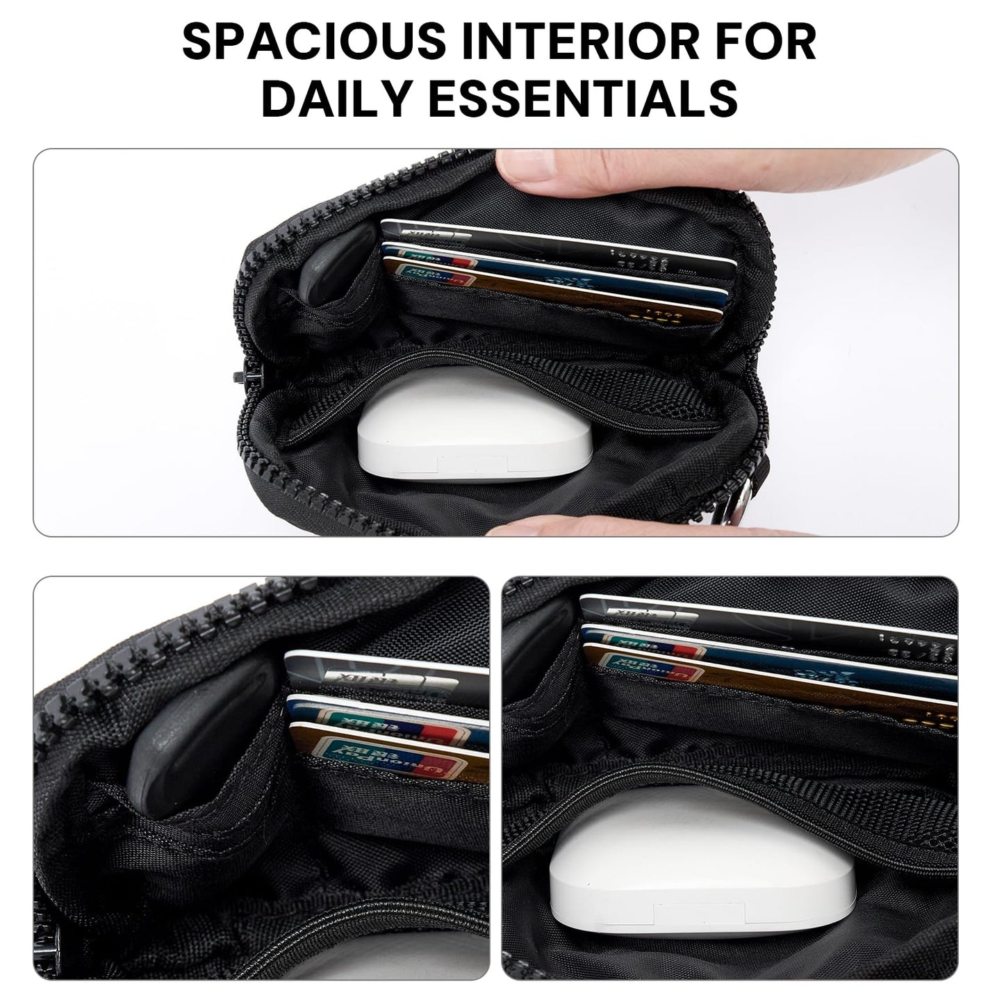 YDF The Iris Wallet for Women Mini Zip Card Case with Clear ID Window Zipper Coin Purse Lightweight Portable Keychain Wallet