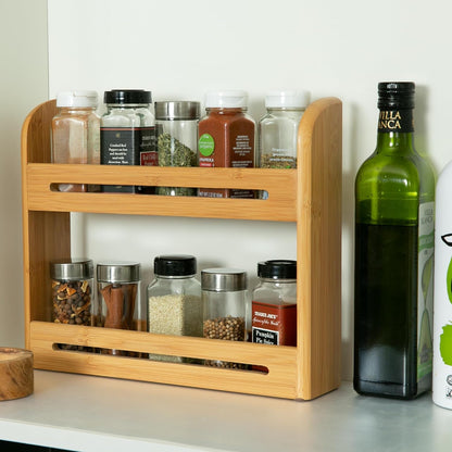 RSVP International Bamboo Collection, Countertop Décor for Kitchen & Tabletop, Spice Rack, 12x2.75x10.25"