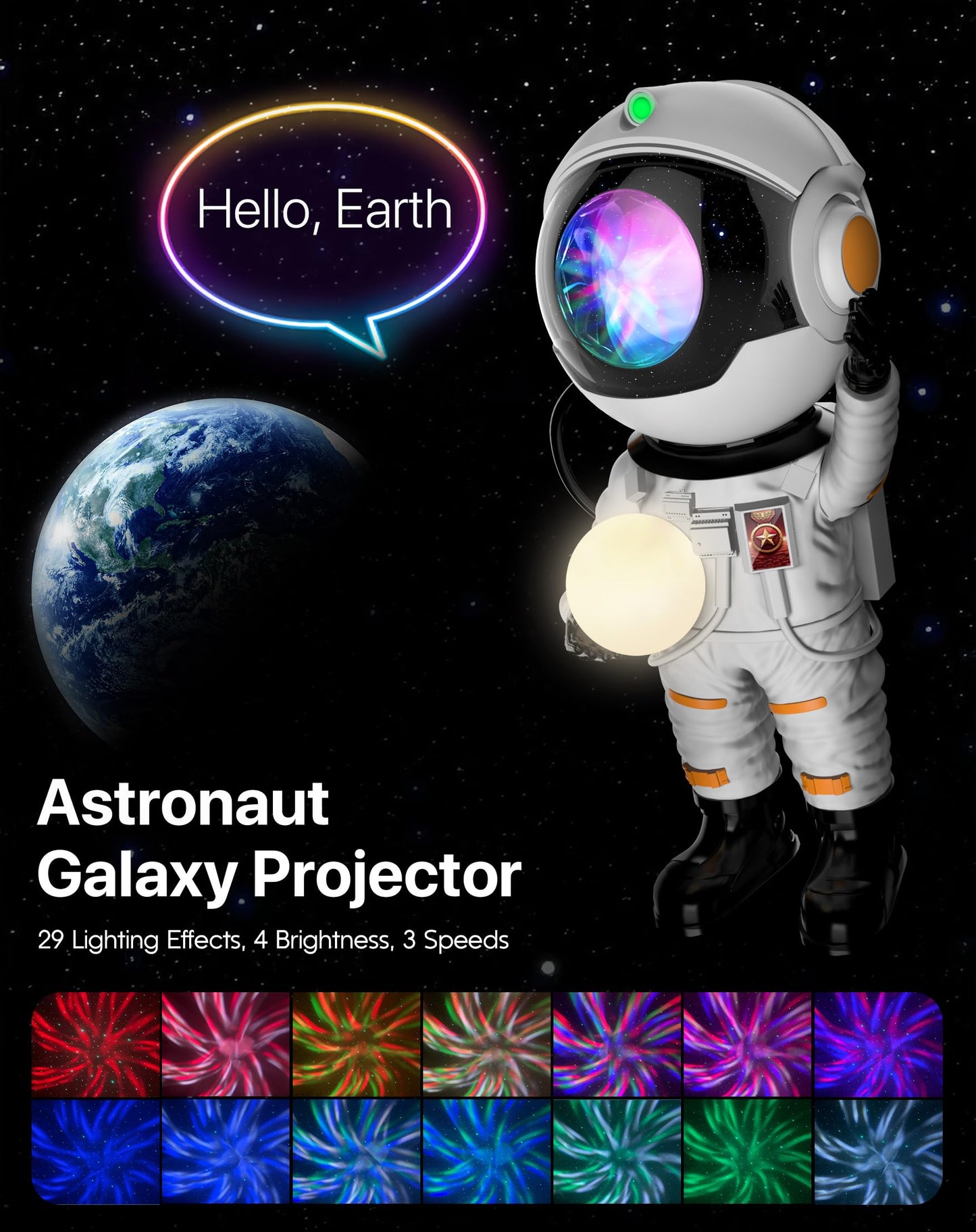 Rossetta Astronaut Galaxy Projector, Star Projector for Bedroom, LED Night Light for Kids Room with Timer and Remote, Gifts for Kids, Adults, Party, Birthday, Christmas, Easter