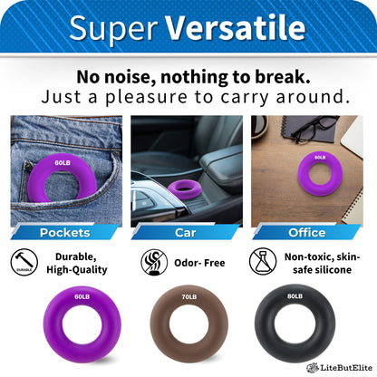 LiteButElite Grip Strength Trainer Kit - Effective Forearm Strengthener for Hand and Finger Exercise, Ideal Exercisers for Gripper Strength and Flexibility