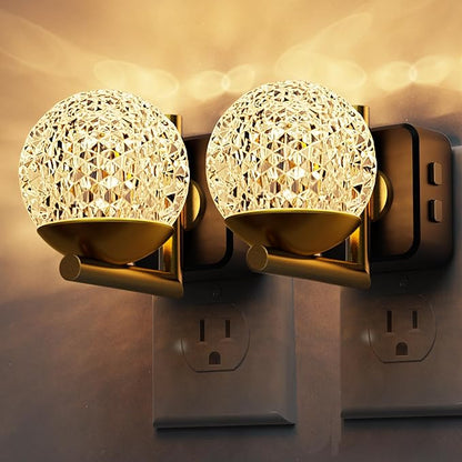 L LOHAS LED Night Lights Plug Into Wall 2 Pack,Dusk to Dawn Sensor,10-Color RGB Dimmable Night Light, 180°Rotating Plug in Night Light for Bathroom, Hallway, Bedroom, Stairway