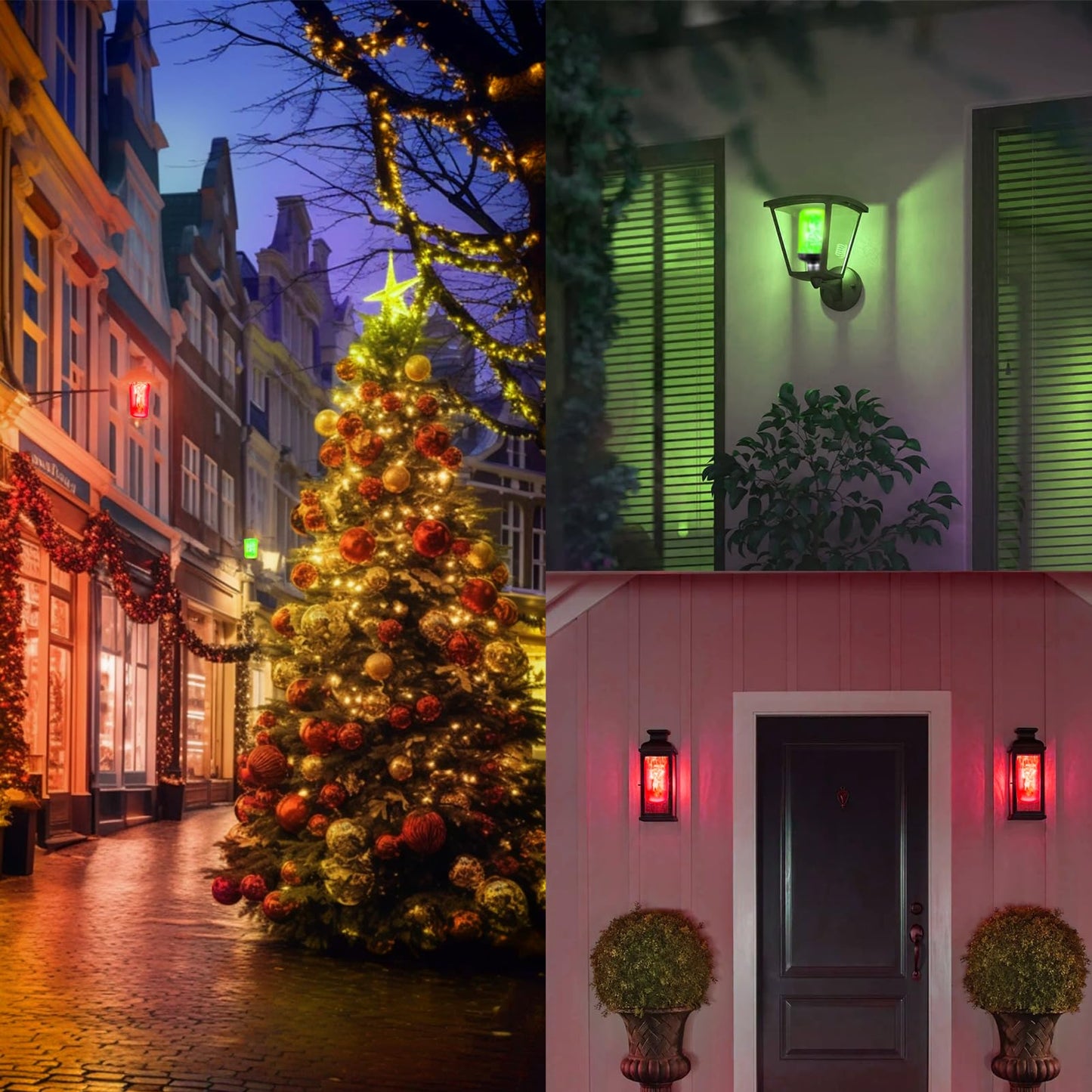 JAHEKS Red Green Flame Light Bulbs, Flickering Light Bulb with 4 Modes Upside Down Effect, 5W E26 Base LED Fire Lights for Christmas Halloween, Indoor Outdoor Party Home Patio Porch Decor