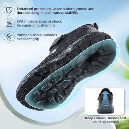 Boys Girls Kids Walking Shoes Arch Support: Orthopedic High Arch Orthotic Plantar Fasciitis Running Gym Sneakers, Supportive Athletic Lightweight Neuropathy Pain Relief Walking Shoes Black Big Kid 5