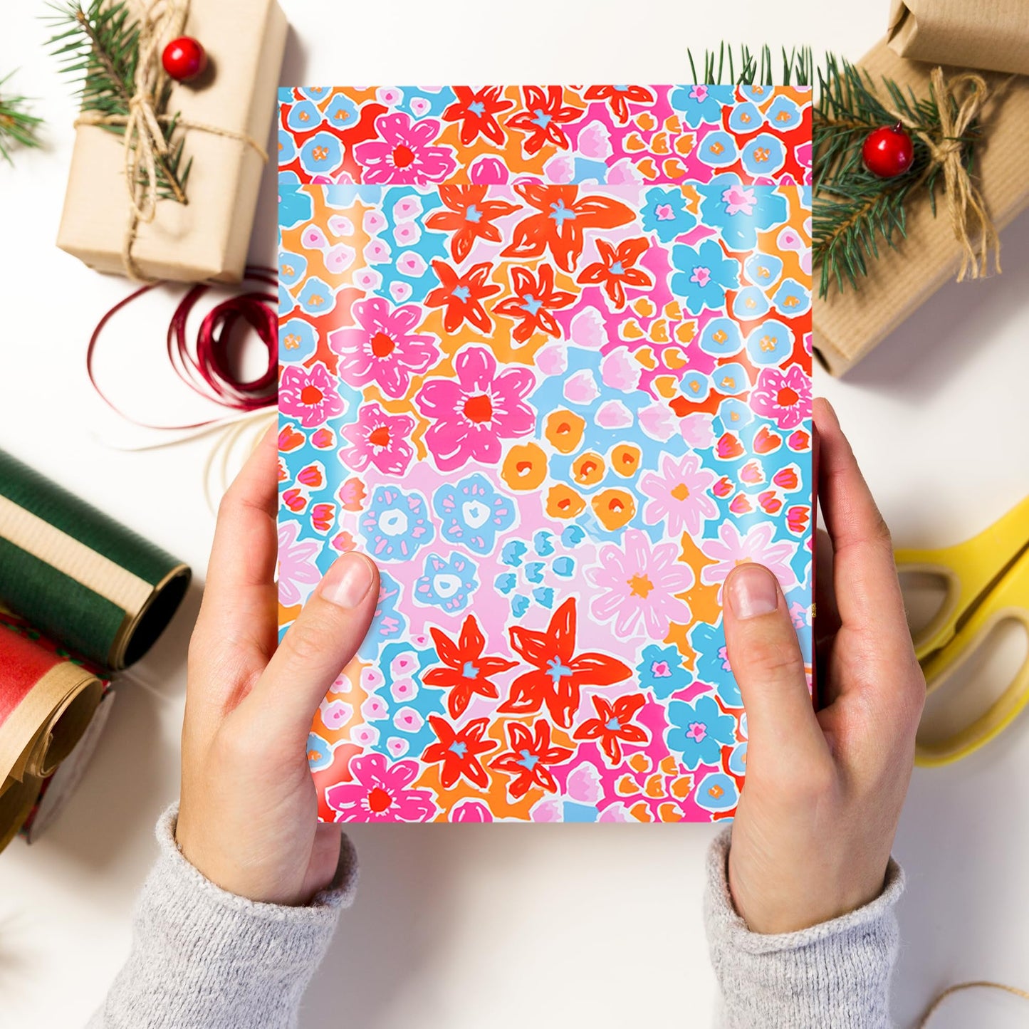 POLYSELLS 100pcs 10x13 Inches Poly Mailers Waterproof & Tear Resistant Mailing Envelopes, Cute Small Business Bags for Clothes, Gifts - Flowers
