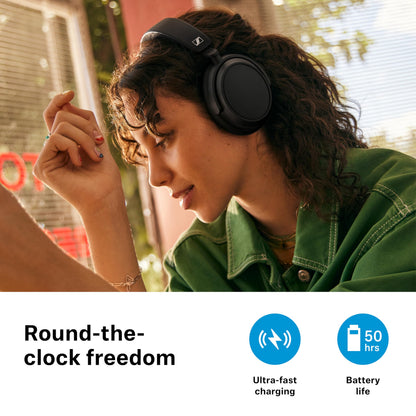 Sennheiser ACCENTUM Plus Wireless Bluetooth Headphones Noise Cancelling - Quick-Charge Feature, 50-Hr Battery Playtime, Adaptive Hybrid ANC, Bluetooth Over Ear Headphones for Traveling, School, White