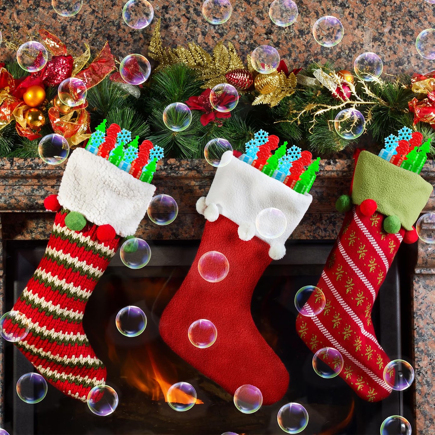 Bulk Christmas Party Favors Prizes for Kids 100 Pack, Christmas Mini Bubbles Goodie Treat Bag Stocking Stuffers for Toddlers, Xmas Holiday Toys Gifts Classroom Supplies Games Giveaways for Boys Girls