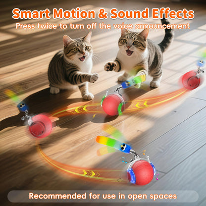 UPSKY Interactive Cat Toy Ball for Indoor Cats, Automatic Moving Electric Rolling Cat Ball Toy, 3-Speed Modes Smart Kitten Toys with Sounds, USB Rechargeable Cat Toy for Indoor Bored Cats