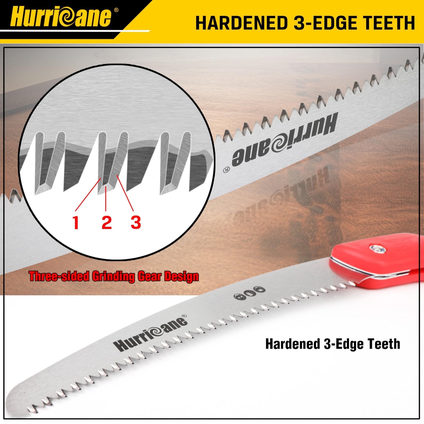 HURRICANE 10" Folding Hand Saw, SK5 Steel Blade with Triple-Cut Razor Teeth – Portable Foldable Pruning Saw for Tree Trimming, Camping, Bushcraft & Gardening, Non-Slip Ergonomic Handle