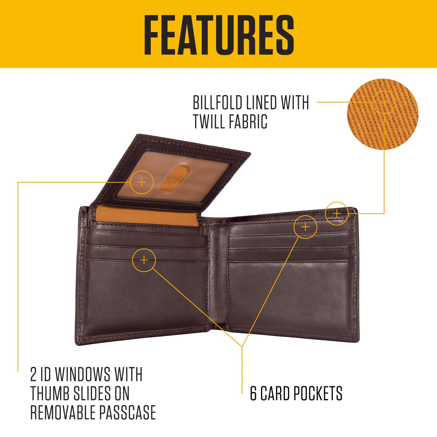 Carhartt Men’s Oil Tan Leather Wallet, Front Pocket, Passcase & Trifold Designs, Long-Lasting Construction, Gifts for Men
