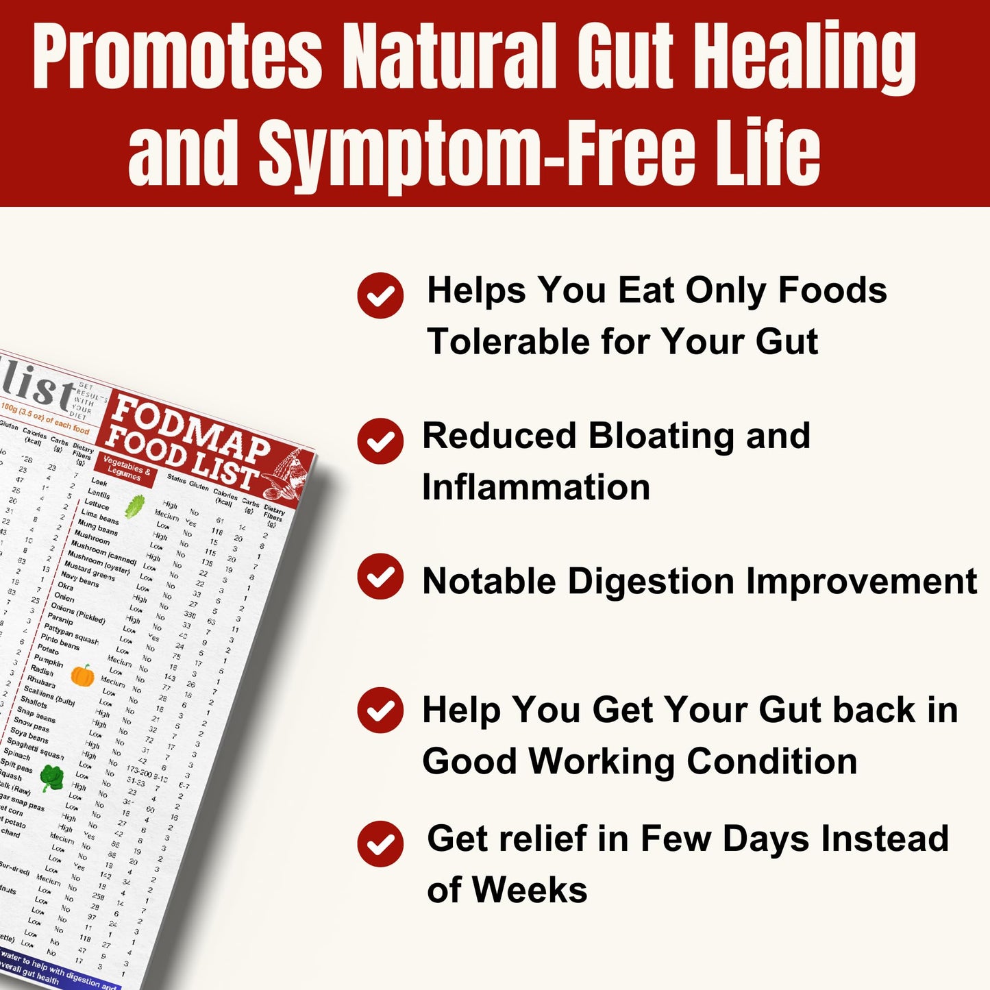 Fodlist Fodmap Chart. Low Fodmap Food list Chart for Grocery & Nutrition that Supports Gut Health, IBS Relief, and Enhances the Elimination Diet. Pamphlet, Laminated, 8"x11"