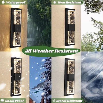 Large Size Outdoor Wall Light Fixtures with Crystal Bubble Glass, Waterproof Exterior Sconces LED Wall Lanterns, Porch Lights Wall Mounted 10W 3000K Outside Lights for House Front Door Garage Entryway