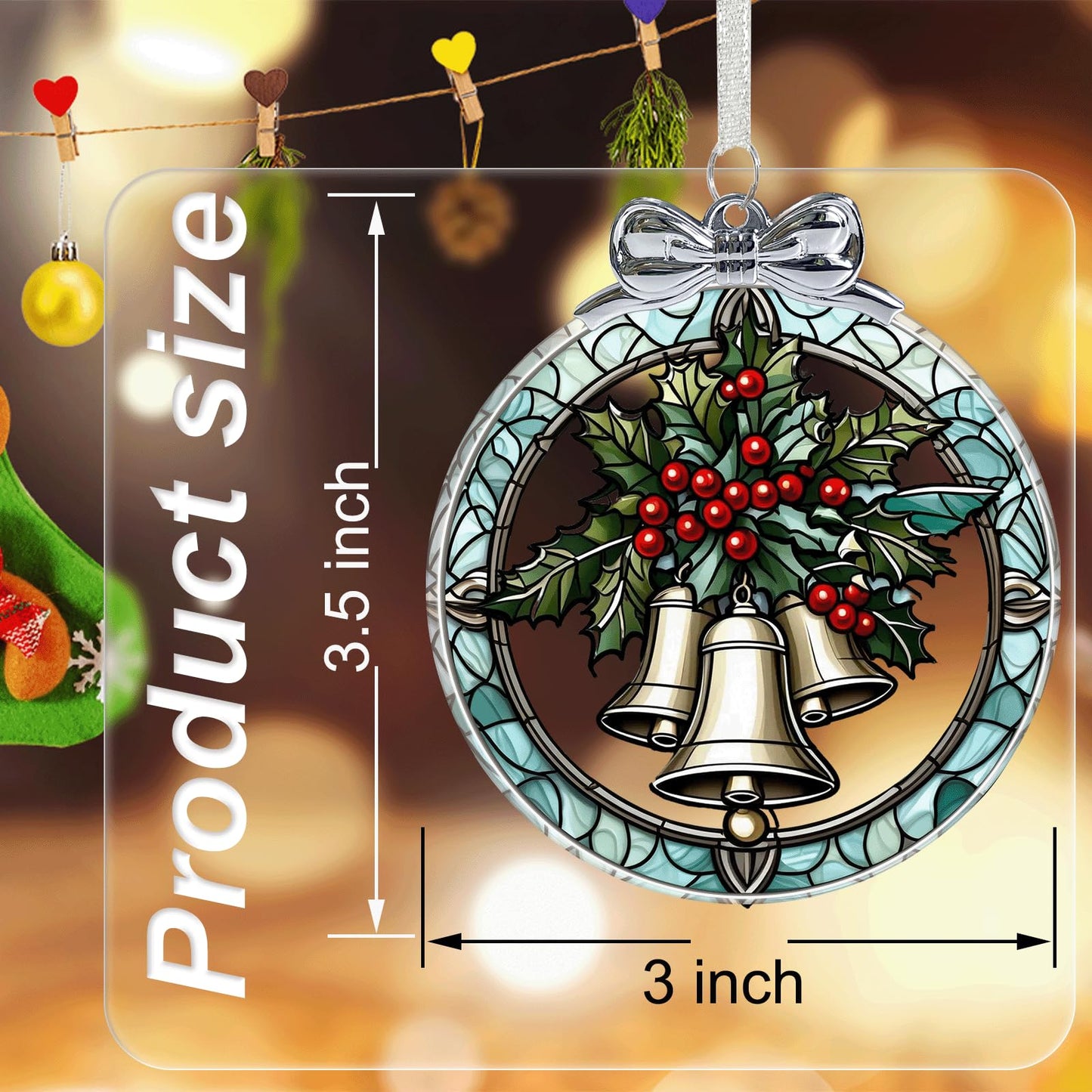 Christmas Bell Crystal Glass Hanging Ornament for Christmas Tree Decor, Christmas Ornaments Xmas Decorations, Holiday Keepsake Present Exchange Ideas