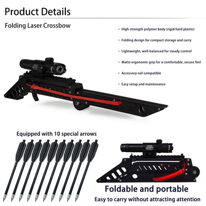 Folding Crossbow Professional Training Portable Easy Storage Lightweight Archery Equipment for Adults Target Practice (Laser Folding Crossbow Pro)