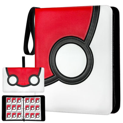 Anime Inspired Trading Card Binder with PU Leather Cover, Zipper & Handle, 9 Pocket Double Sided Pages Fits 900 Cards, 3 Ring Collector Binder for Standard Size Cards, 13"x10.5"x1.8"