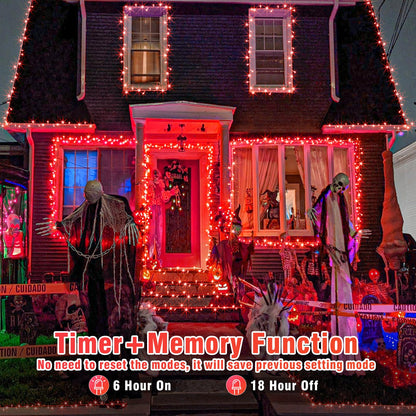 Vivideal 300 LED Red Christmas Lights 100ft String Lights Indoor 8 Modes Clear Wire Connectable Waterproof Plug in Red String Lights for Bedroom Indoor Outdoor Halloween Christmas Decorations