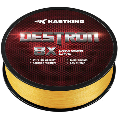 KastKing Destron Braided Fishing Line, Yellow, 8 Stands, 10LB, 150Yds