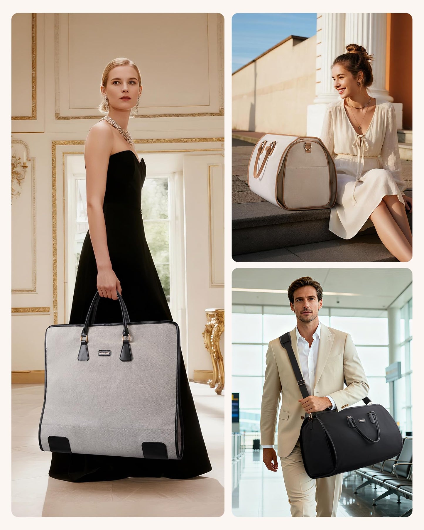 LOVEVOOK Garment Bags for Travel,3 in 1 Garment Duffle Bags for Travel with Shoe Pouch,Carry on Garment Bag for Women Men,Hanging Suitcase Suit Dress Business Travel Bag Weekender Bag