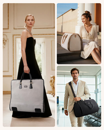 LOVEVOOK Garment Bags for Travel,3 in 1 Garment Duffle Bags for Travel with Shoe Pouch,Carry on Garment Bag for Women Men,Hanging Suitcase Suit Dress Business Travel Bag Weekender Bag