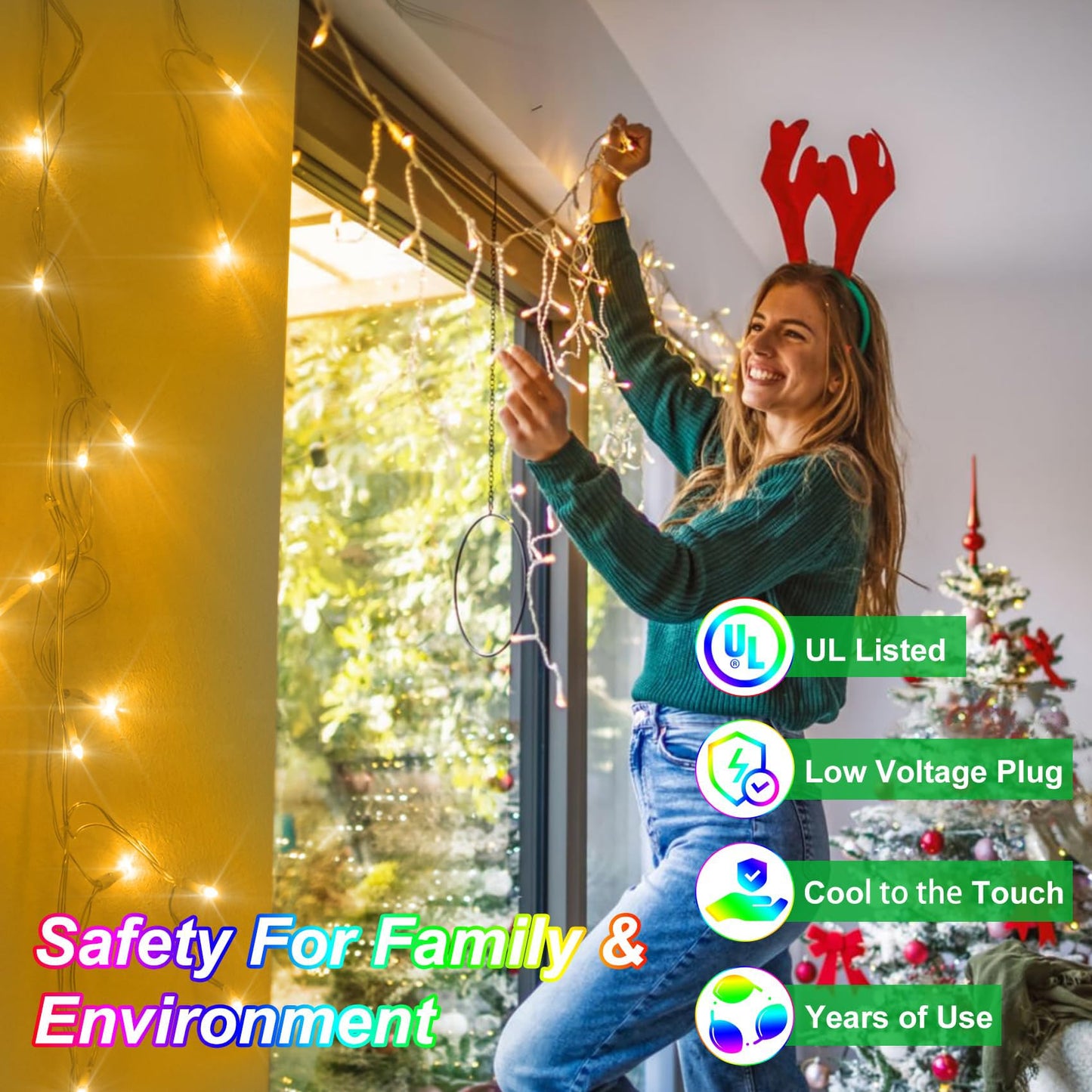 82FT 810 LED Outdoor Christmas Lights - 180 Ice Drops, 12 Pro Modes with Timer Memory & Brightness, Waterproof Hanging Ice String Light for Holiday Wedding Garden Fence House Decor (Warm White)