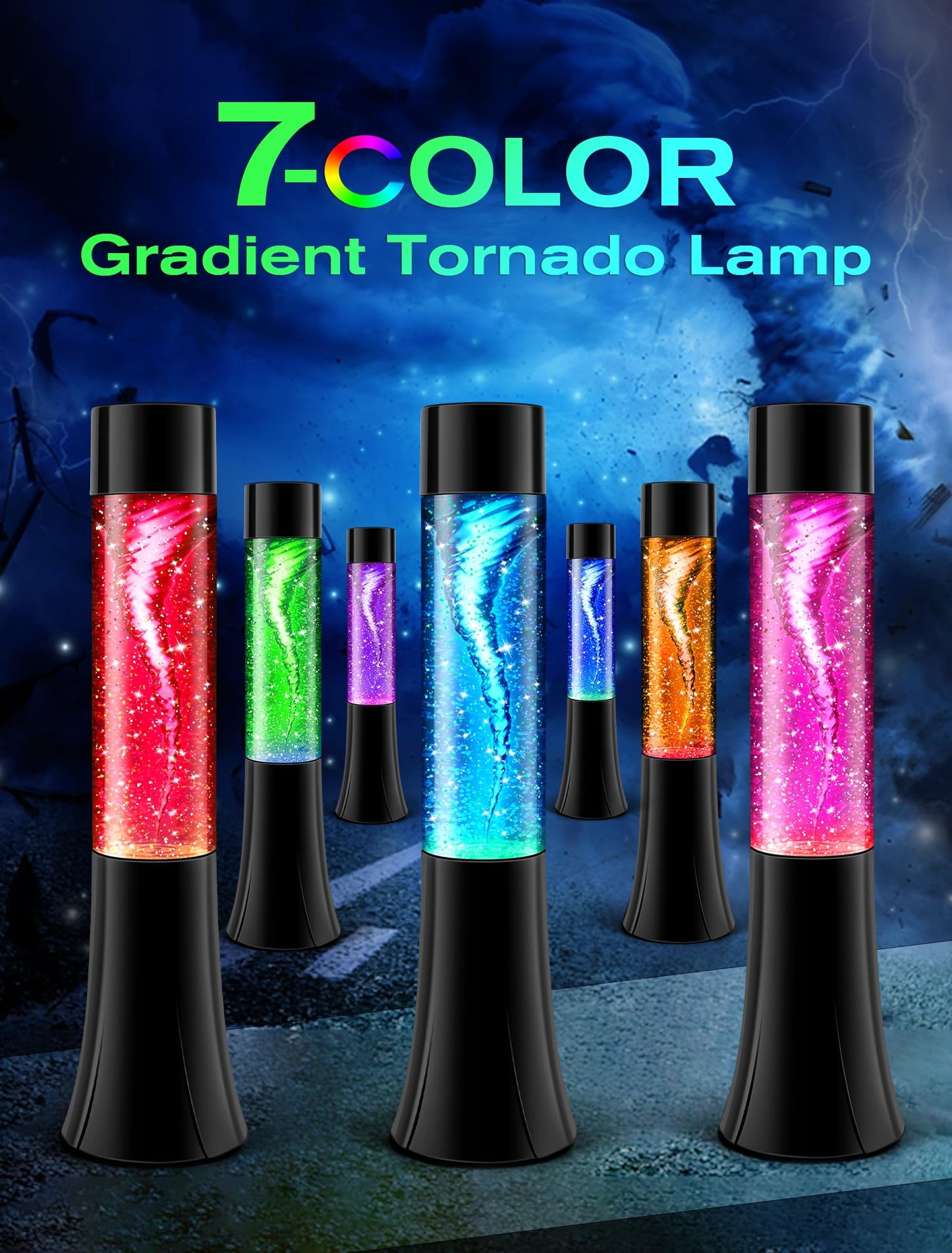 Glitter Tornado lamp for Kids,Beautiful Birthday Christmas Valentines Gifts for Him Kids Teen Boys,Fun Office Home Bedroom Room Decor Night Light,Novelty Liquid Motion Lamps Teenagers Adults Men