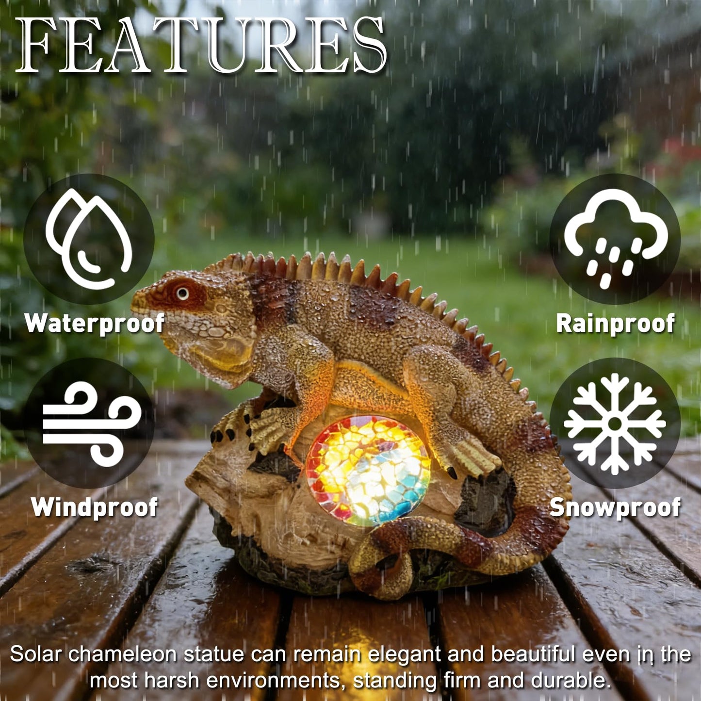 Vasesun Solar Iguana Garden Statues Decor for Outdoor, Khaki Iguana Figurine Lights for Lawn Patio Yard Decoration - Unique Christmas Housewarming Gifts for Grandma Wowen Mom