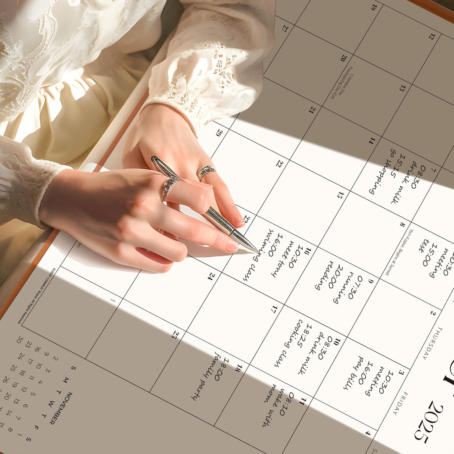 Simplified Desk Calendar 2026 with Desktop Mat, Cabbrix Large Desk Pad Calendar 21" x 16-1/2" Including January 2026 to June 2027 Desk Blotter Calendar for Home School and Office (Brown)