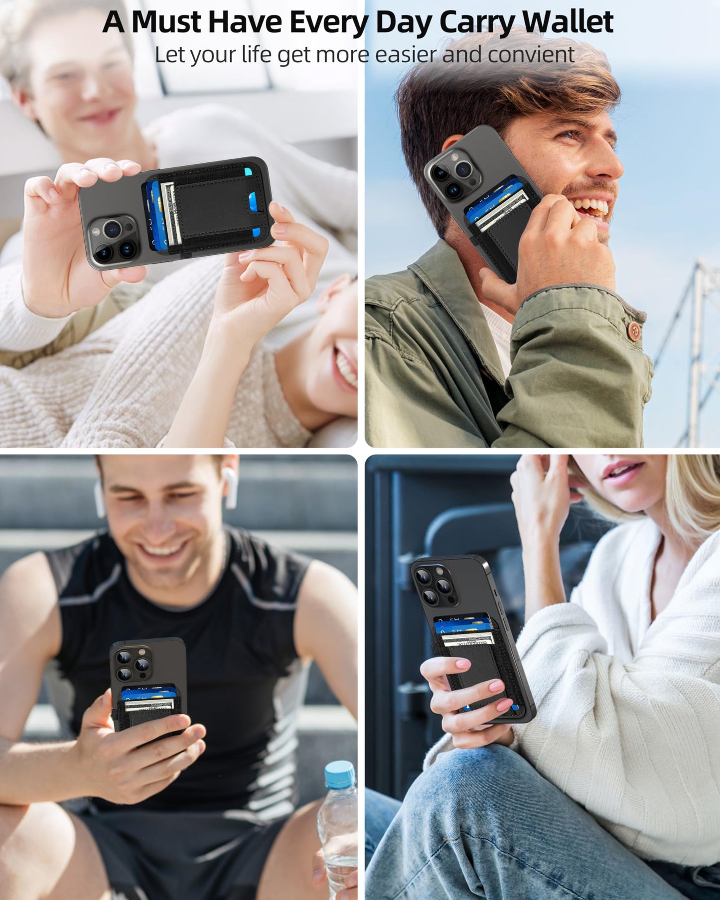 ExtreLife For Magsafe Wallet, Strongest Magnetic Wallet for iPhone 17/16/15/14/13/12 Series, for Magsafe Card Holder with 2 Card Slots, RFID Blocking, Vegan Leather, Hold 7 Cards, Slim, Black