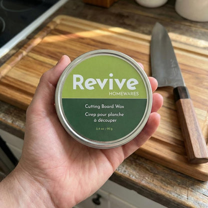REVIVE Cutting Board Wax – Food Grade Beeswax Wood Conditioner – Butcher Block Wax, Board Butter & Cutting Board Oil Natural Blend with Canadian Beeswax and Coconut Oil 3.4 oz