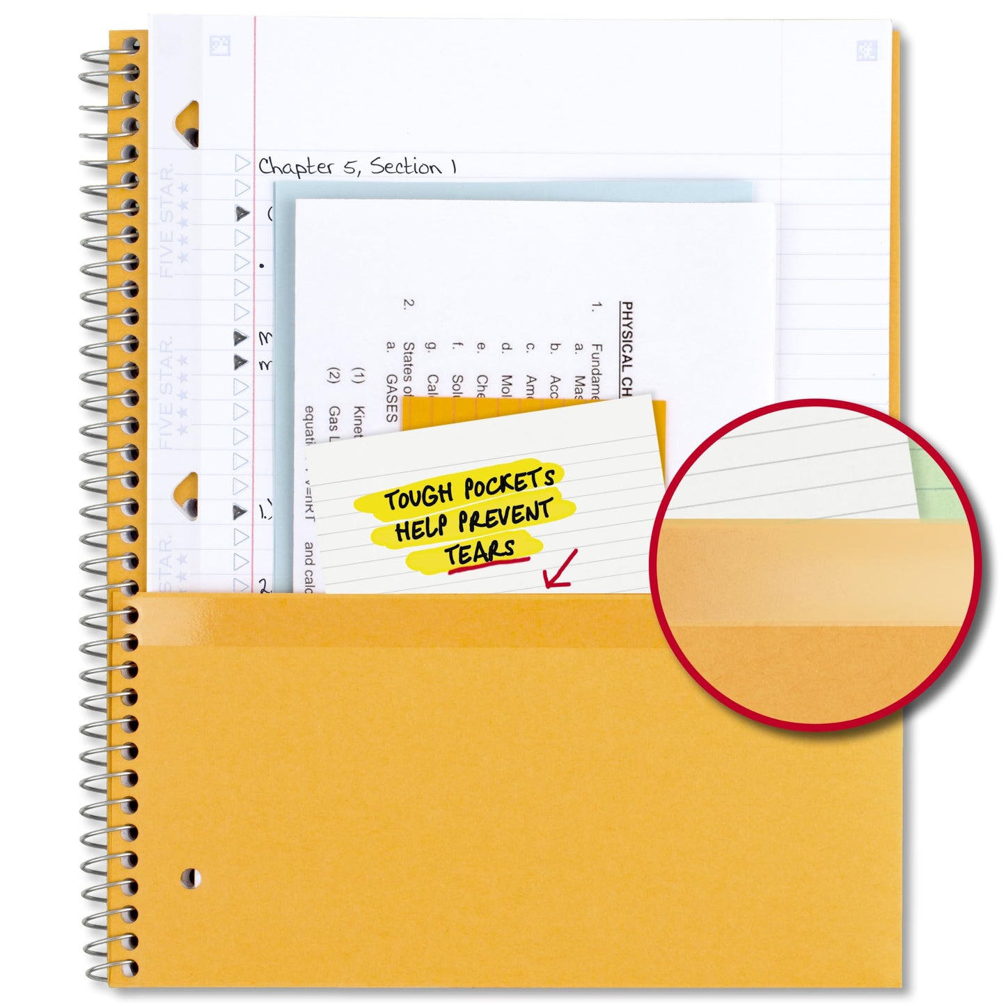Five Star Spiral Notebook + Study App, 3 Subject, College Ruled Paper, 8-1/2" x 11", 150 Sheets, Fights Ink Bleed, Water Resistant Cover, Pacific Blue (73623)