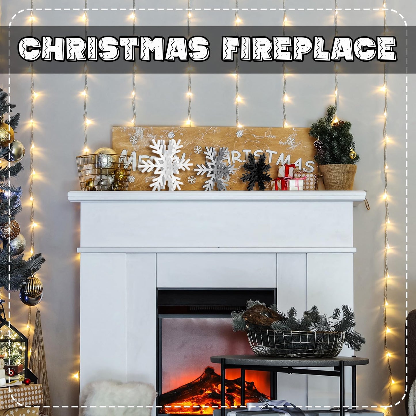 Bucherry 12 Pcs Wooden Snowflake Table Decor 3D Snowflake Tabletop Signs and Centerpiece for Frozen Party Christmas Xmas Winter Wonderland Decorations Home Office Mantel(White, Gray, Black)