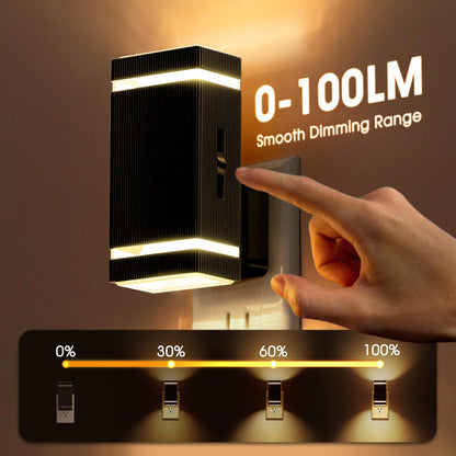 Briignite Night Lights Plug into Wall, Modern LED Night Light Plug in, Dusk to Dawn Sensor, Soft White 3000K, 0-100LM Adjustable Brightness, Dimmable NightLight for Hallway, Bedroom, Stairway, 2 Pack