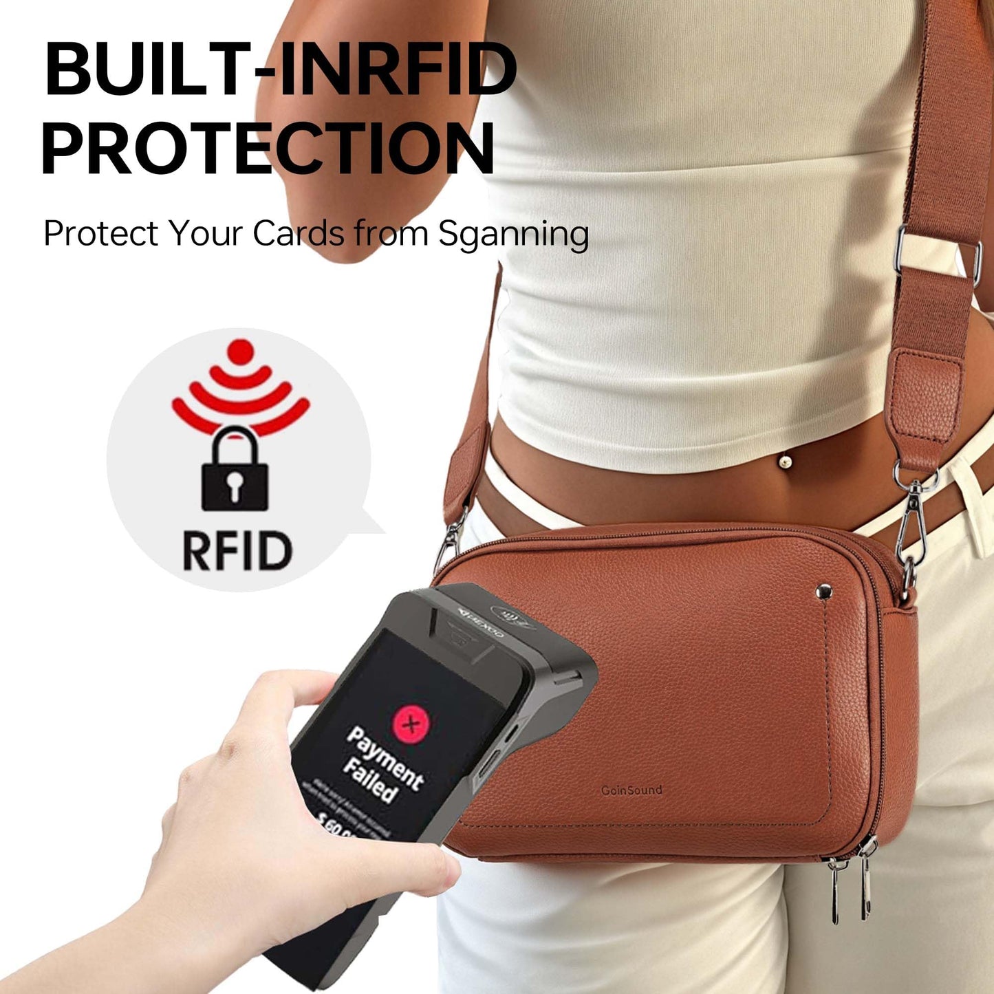 Goinsound Womens Crossbody Purse with Wide Strap Shoulder Handbags with Adjustable Strap and Rfid Card Slots