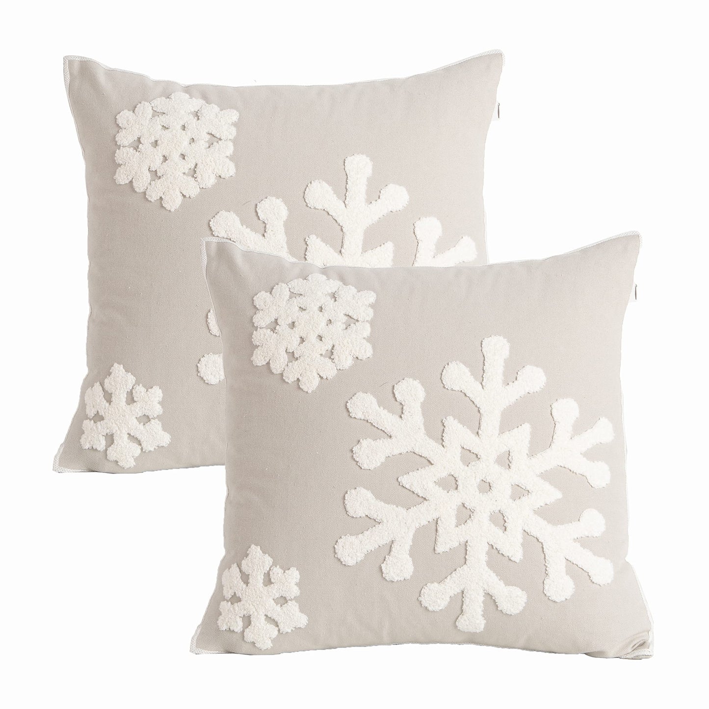 AFIRMLY 18x18,Cotton Christmas Blessing Throw Pillow Cover for Bed Sofa Cushion Car Snowflake Embroideried Pillowcases,1pair Grey