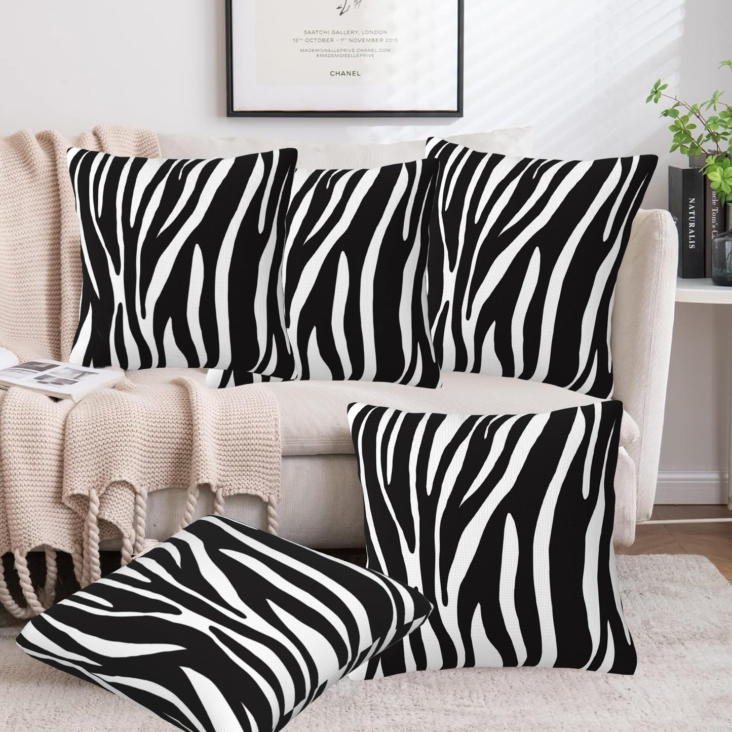 Naqiuli Throw Pillow Covers Animal Zebra Skin Pillow Covers 18x18 Inch Set of 2 Throw Pillows Decorative Pillow Cases Cushion Covers for Bedroom Livingroom Sofa Farm House