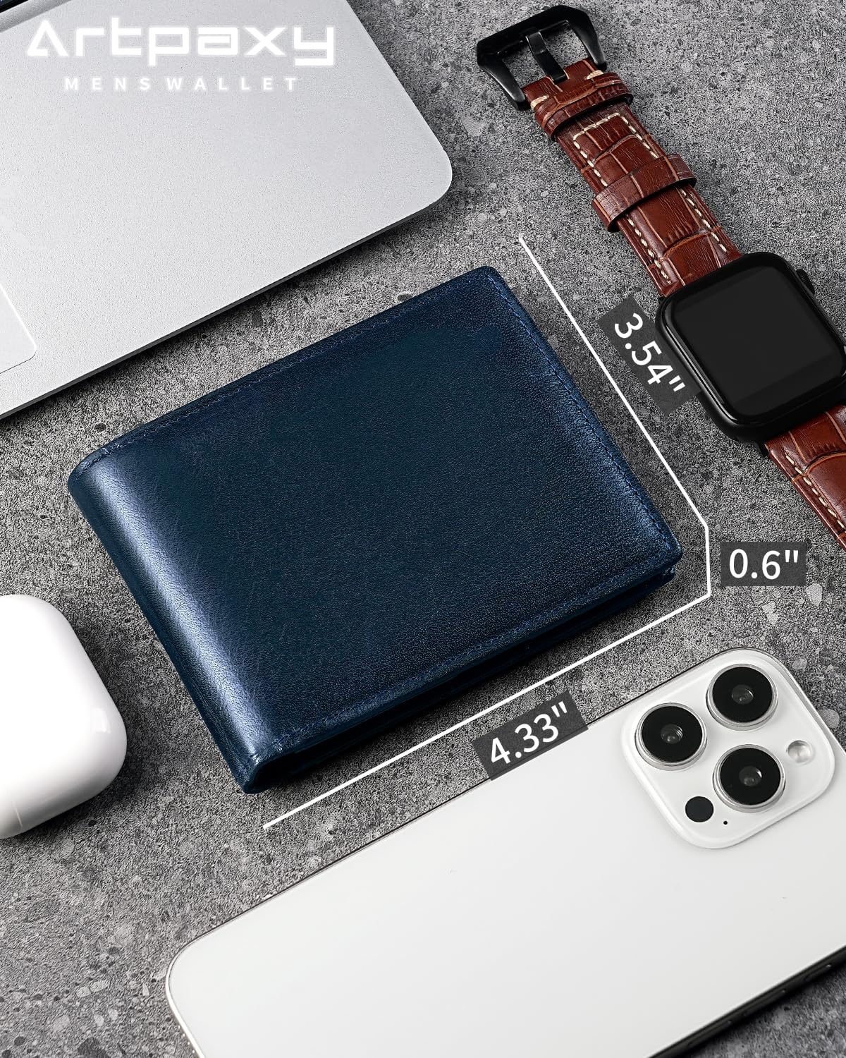 Artpaxy Mens Wallet Bifold Genuine Leather RFID Blocking Wallet for Men with 2 ID Windows 12 Card Holders 2 cash pockets 1 Gift Box
