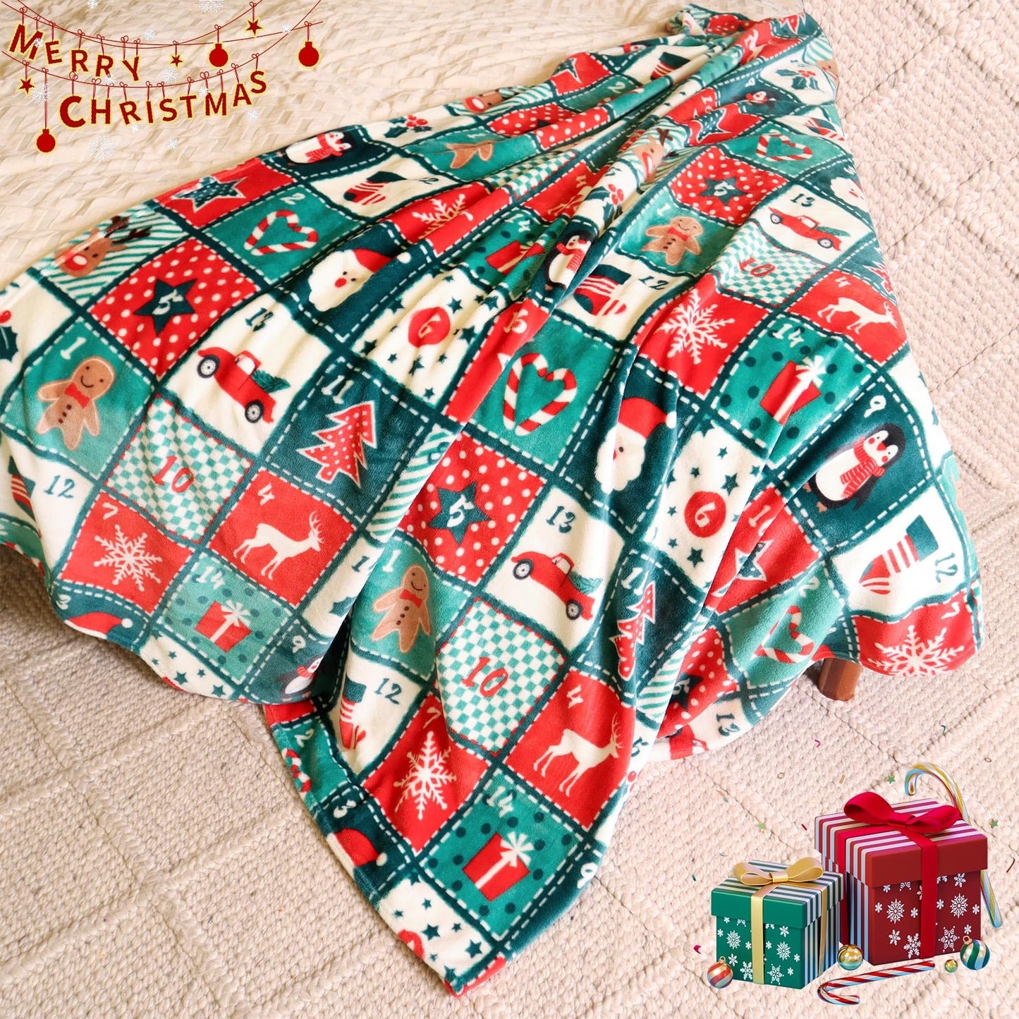 Gogreen Cozy Printed Blanket Twin Christmas Collection - 300 GSM Fleece Blanket Twin Size for Home Decoration, Ultra Soft (Twin - 60" x 80")